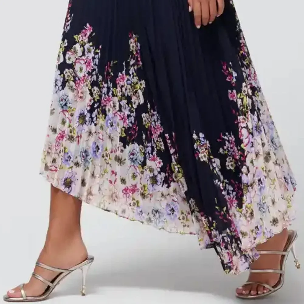 WHBM $190 Sleeveless Smocked V-Neck Pleated Midi Dress Flowy Romantic 12 - Picture 5 of 10